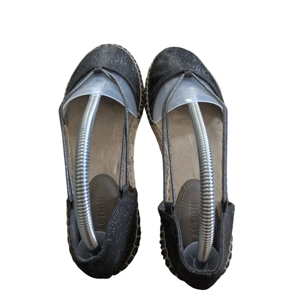 Reaction Kenneth Cole How Elastic Women's Black Glitter Flats 8.5